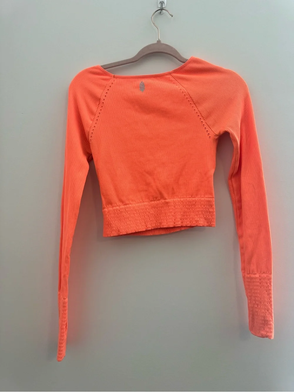 Free People Movement Cut It Out Long Sleeved Neon Orange Top